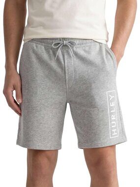 Hurley Men’s Essential Boxed Logo Fleece Shorts Heather Gray Size Large
